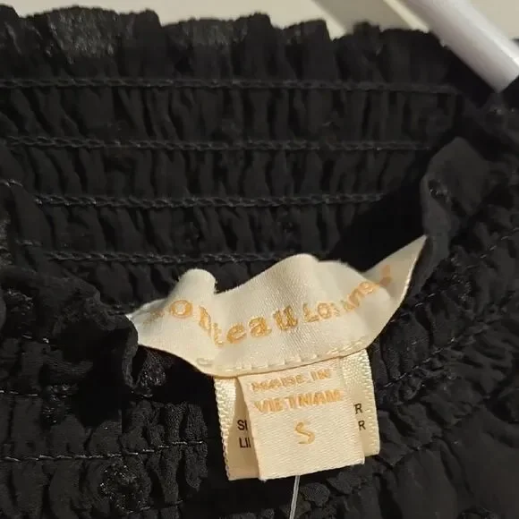 Monteau Black Sheath Dress with Mock Neck and Flutter Cap Sleeves - Picture 2 of 6